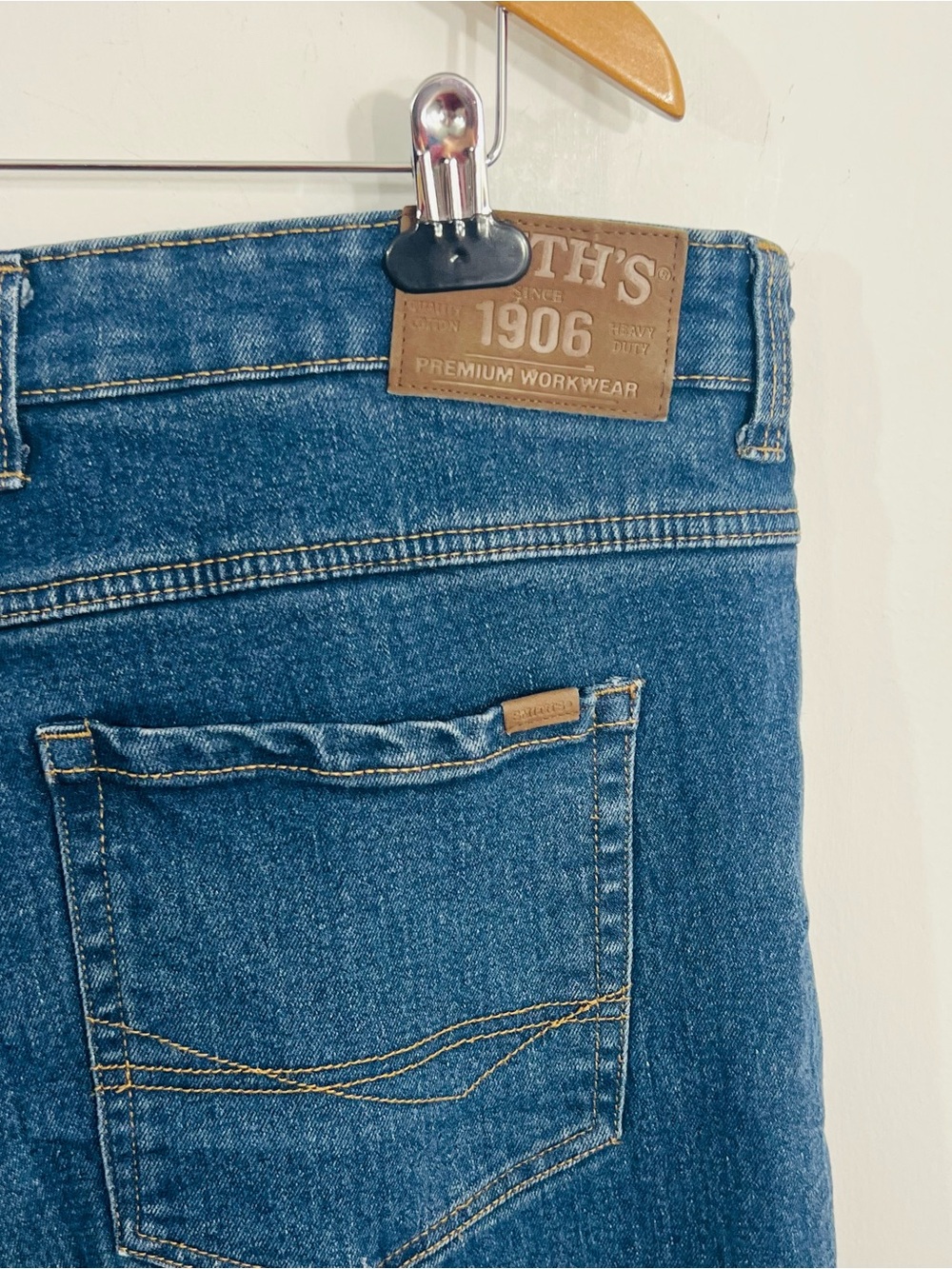 Smith's Workwear Fleece Lined Stretch Denim Work Pants Blue Cotton Blend 40x30 - Picture 6 of 8
